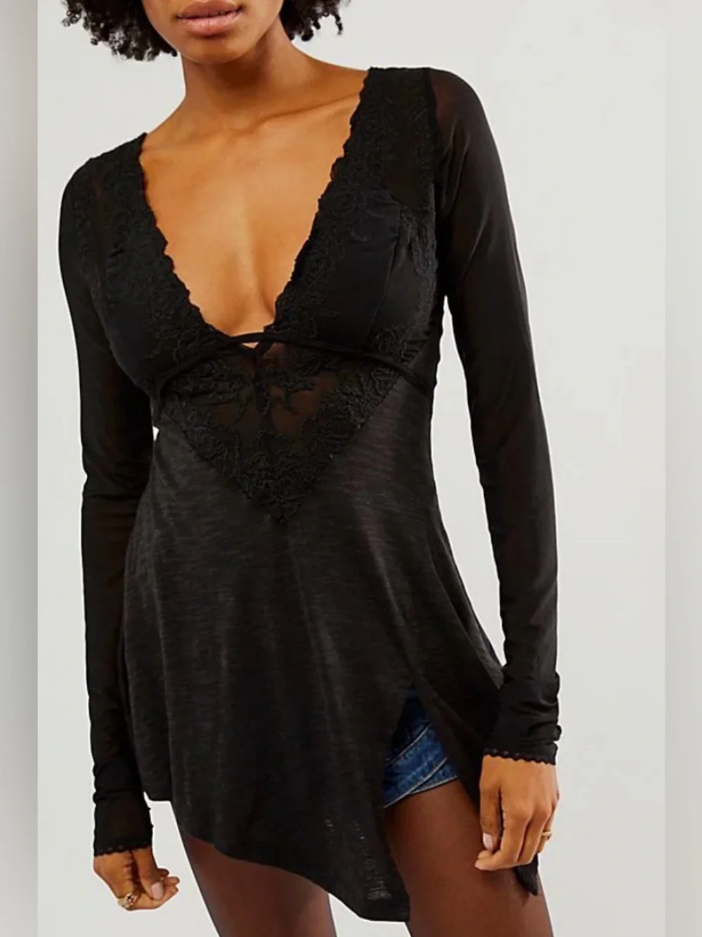 Free People Rendezvous Top in Black Combo